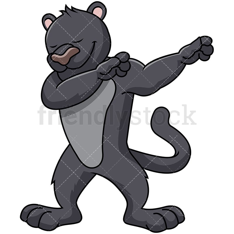 Dabbing Black Panther Cartoon Vector Clipart - FriendlyStock