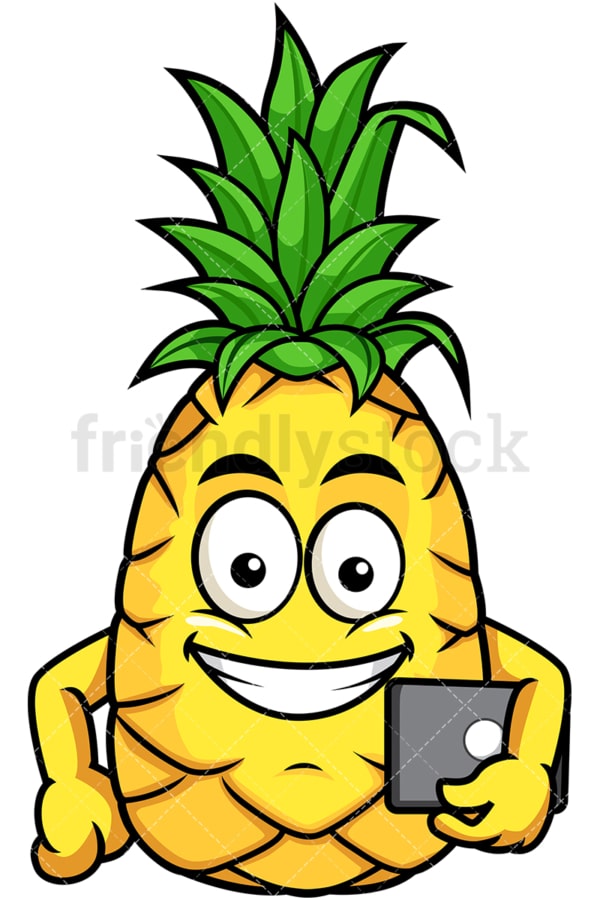 Pineapple holding tablet. PNG - JPG and vector EPS file formats (infinitely scalable). Image isolated on transparent background.
