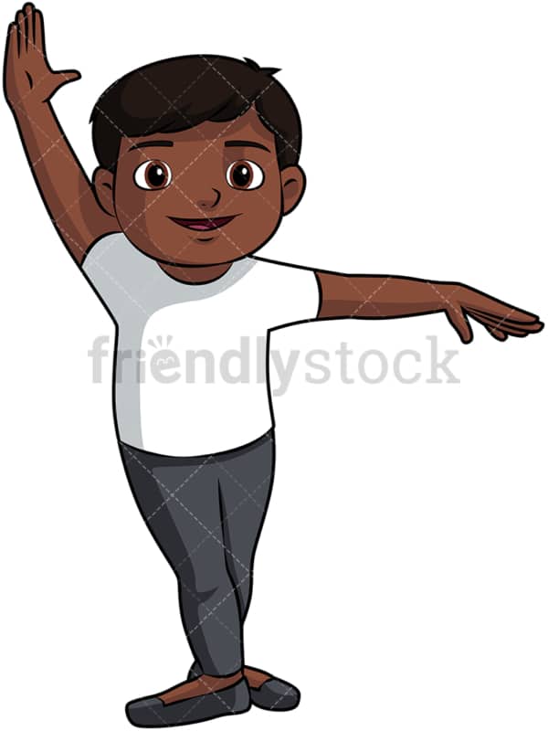 Black boy doing ballet. PNG - JPG and vector EPS file formats (infinitely scalable). Image isolated on transparent background.