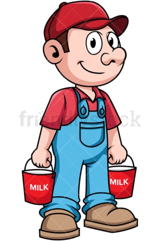 Farmer carrying buckets of milk. PNG - JPG and vector EPS file formats (infinitely scalable). Image isolated on transparent background.