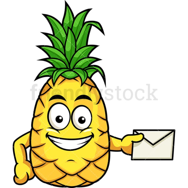 Pineapple holding mail envelope. PNG - JPG and vector EPS file formats (infinitely scalable). Image isolated on transparent background.
