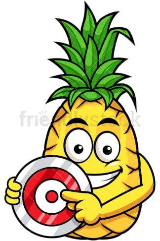 Pineapple pointing to red target. PNG - JPG and vector EPS file formats (infinitely scalable). Image isolated on transparent background.