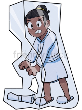 Black woman frozen in ice block. PNG - JPG and vector EPS file formats (infinitely scalable). Image isolated on transparent background.