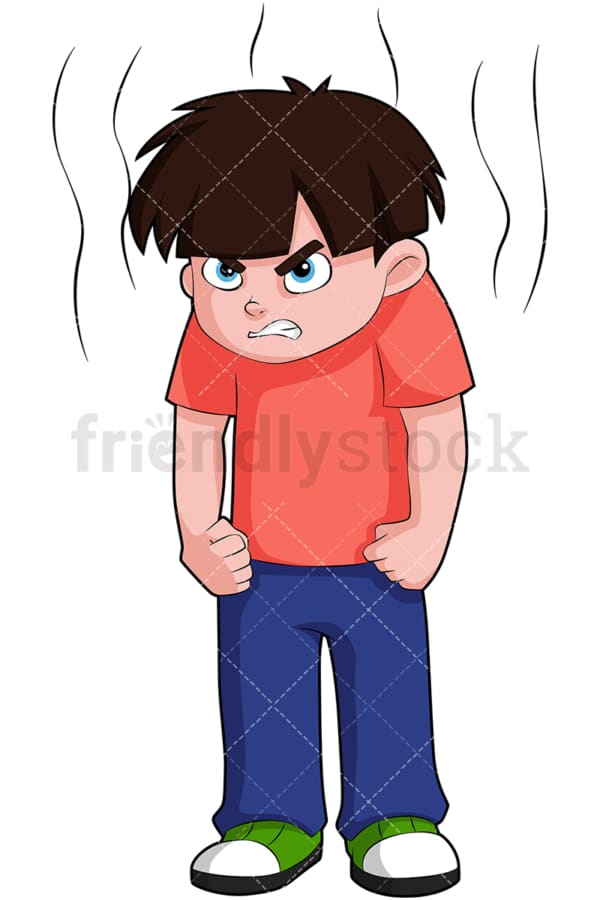 Angry little boy. PNG - JPG and vector EPS (infinitely scalable). Image isolated on transparent background.