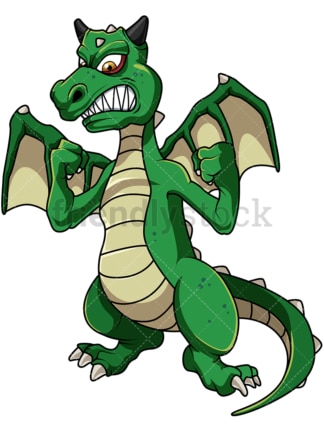 Green angry dragon. PNG - JPG and vector EPS file formats (infinitely scalable). Image isolated on transparent background.