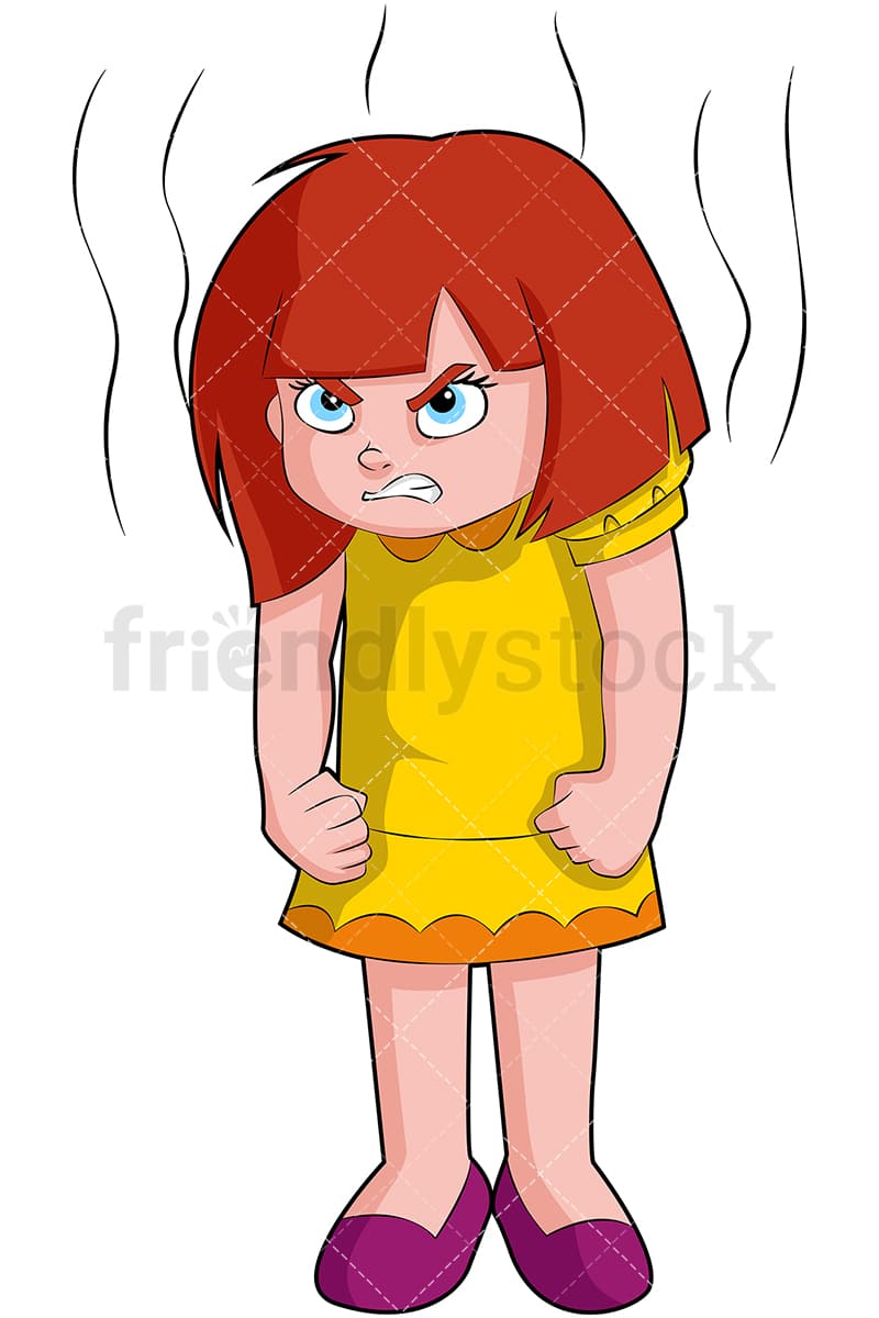 Mad Little Girl Cartoon Vector Clipart - FriendlyStock