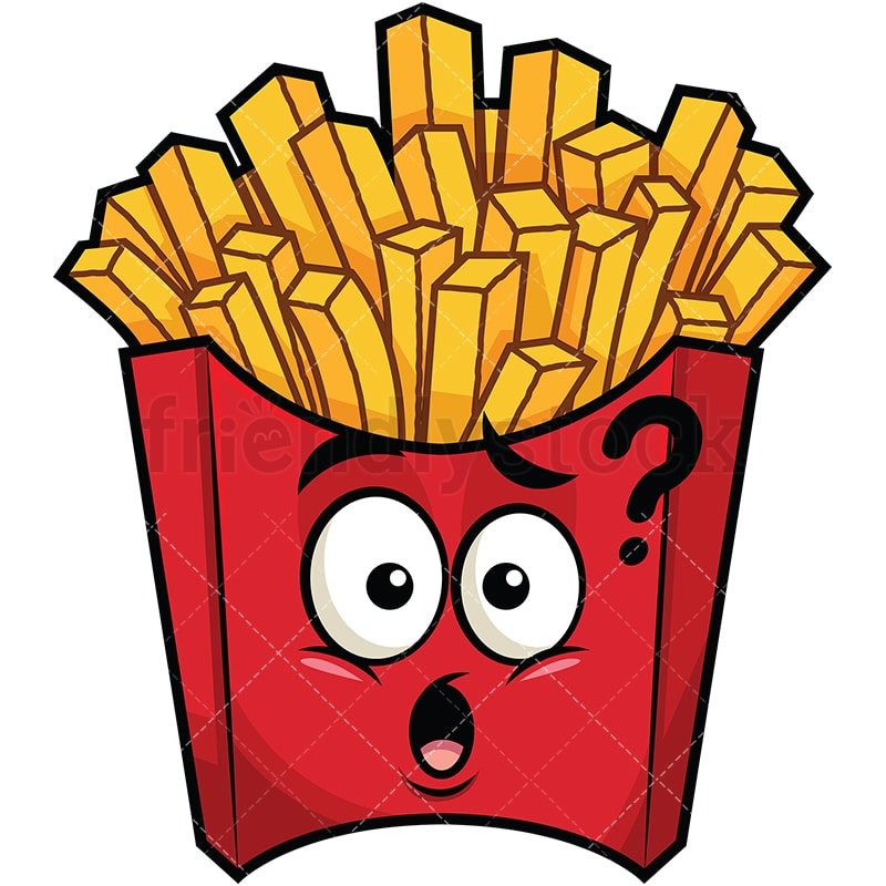Confused french fries emoticon. PNG - JPG and vector EPS file formats (infinitely scalable). Image isolated on transparent background.