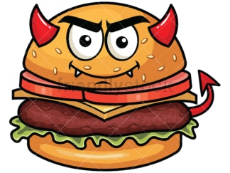 Crafty devil hamburger emoticon. PNG - JPG and vector EPS file formats (infinitely scalable). Image isolated on transparent background.