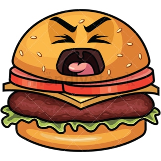 Yelling hamburger emoticon. PNG - JPG and vector EPS file formats (infinitely scalable). Image isolated on transparent background.
