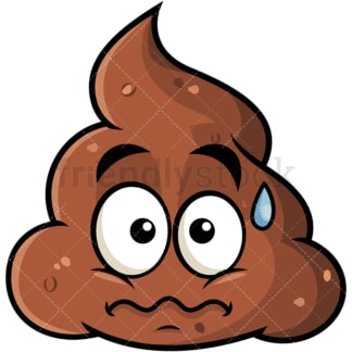 Nervous poop emoticon. PNG - JPG and vector EPS file formats (infinitely scalable). Image isolated on transparent background.