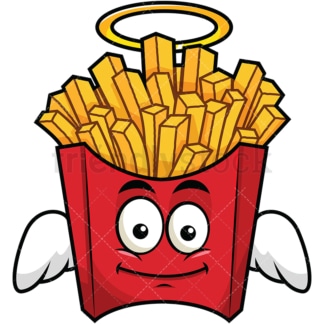 Winged angel french fries emoticon. PNG - JPG and vector EPS file formats (infinitely scalable). Image isolated on transparent background.