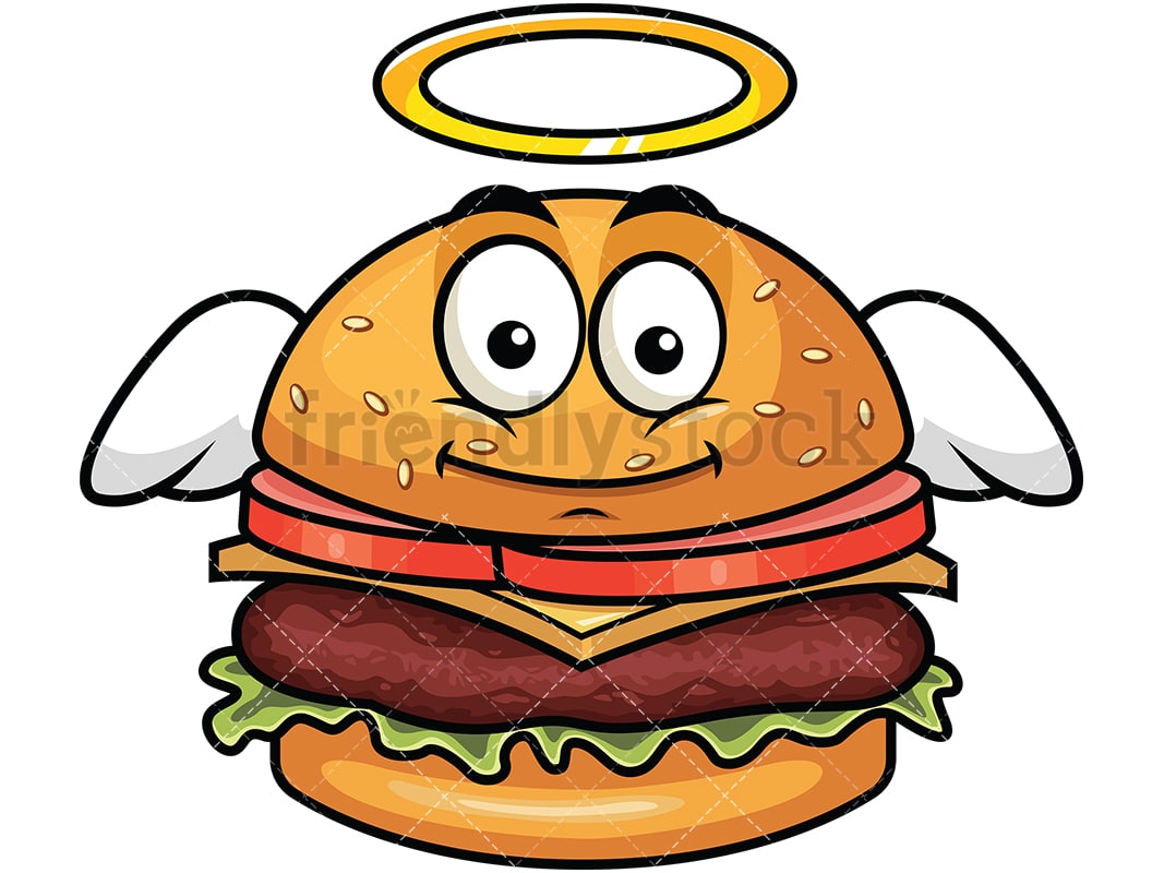 Winged Angel Hamburger Emoji Cartoon Vector Clipart - FriendlyStock