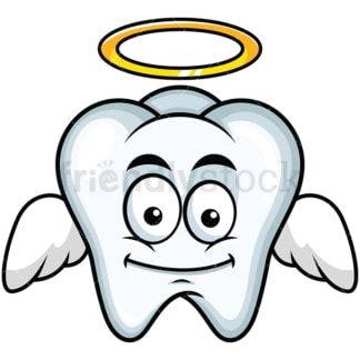 Winged angel tooth emoticon. PNG - JPG and vector EPS file formats (infinitely scalable). Image isolated on transparent background.