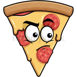 Irritated pizza emoticon. PNG - JPG and vector EPS file formats (infinitely scalable). Image isolated on transparent background.