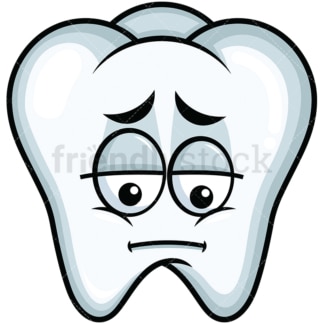 Depressed tooth emoticon. PNG - JPG and vector EPS file formats (infinitely scalable). Image isolated on transparent background.