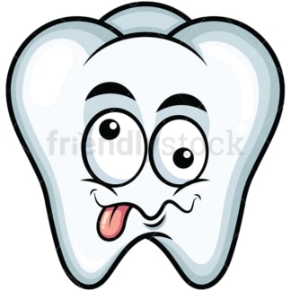 Goofy crazy eyes tooth emoticon. PNG - JPG and vector EPS file formats (infinitely scalable). Image isolated on transparent background.