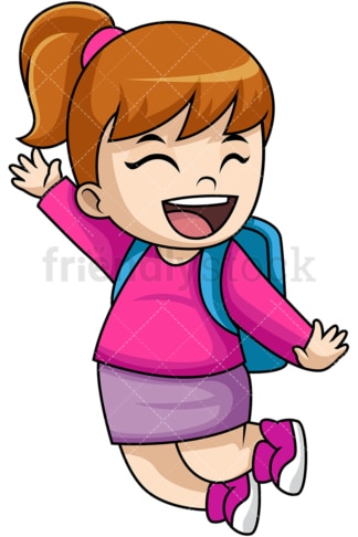 Happy girl school student. PNG - JPG and vector EPS file formats (infinitely scalable). Image isolated on transparent background.