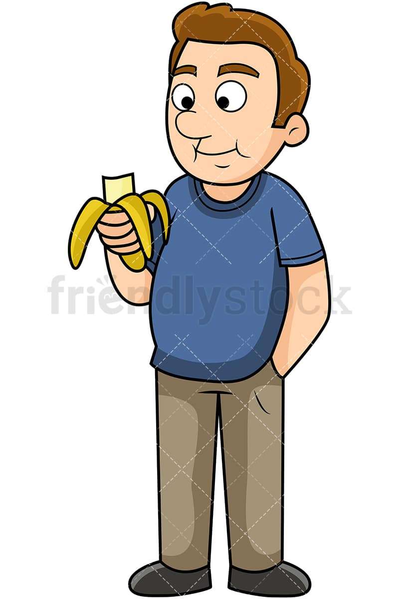 Man Eating Banana Cartoon Vector Clipart - FriendlyStock
