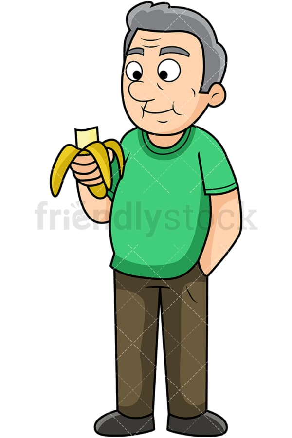 Old Man Eating Banana Cartoon Vector Clipart FriendlyStock