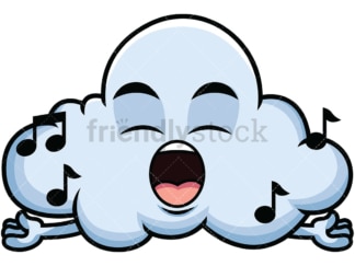 Singing cloud emoticon. PNG - JPG and vector EPS file formats (infinitely scalable). Image isolated on transparent background.