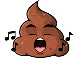 Singing poop emoticon. PNG - JPG and vector EPS file formats (infinitely scalable). Image isolated on transparent background.