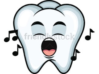 Singing tooth emoticon. PNG - JPG and vector EPS file formats (infinitely scalable). Image isolated on transparent background.