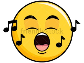Singing yellow smiley emoticon. PNG - JPG and vector EPS file formats (infinitely scalable). Image isolated on transparent background.
