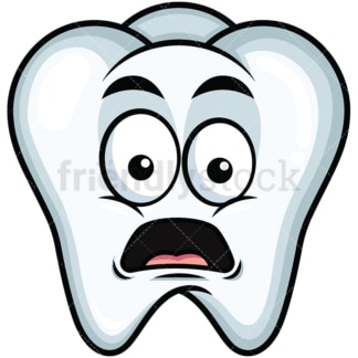 Shocked tooth emoticon. PNG - JPG and vector EPS file formats (infinitely scalable). Image isolated on transparent background.
