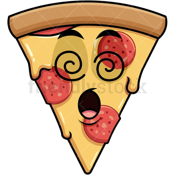 Stunned pizza emoticon. PNG - JPG and vector EPS file formats (infinitely scalable). Image isolated on transparent background.