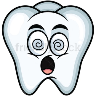 Stunned tooth emoticon. PNG - JPG and vector EPS file formats (infinitely scalable). Image isolated on transparent background.