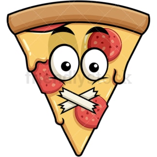 Taped mouth pizza emoticon. PNG - JPG and vector EPS file formats (infinitely scalable). Image isolated on transparent background.