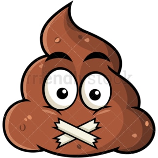Taped mouth poop emoticon. PNG - JPG and vector EPS file formats (infinitely scalable). Image isolated on transparent background.