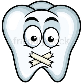 Taped mouth tooth emoticon. PNG - JPG and vector EPS file formats (infinitely scalable). Image isolated on transparent background.