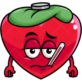 Feverish sick heart emoticon. PNG - JPG and vector EPS file formats (infinitely scalable). Image isolated on transparent background.