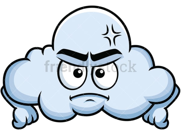 Annoyed cloud emoticon. PNG - JPG and vector EPS file formats (infinitely scalable). Image isolated on transparent background.