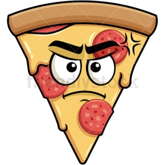 Annoyed pizza emoticon. PNG - JPG and vector EPS file formats (infinitely scalable). Image isolated on transparent background.