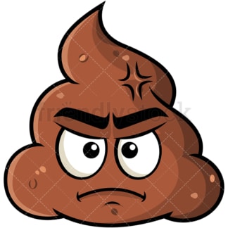 Annoyed poop emoticon. PNG - JPG and vector EPS file formats (infinitely scalable). Image isolated on transparent background.