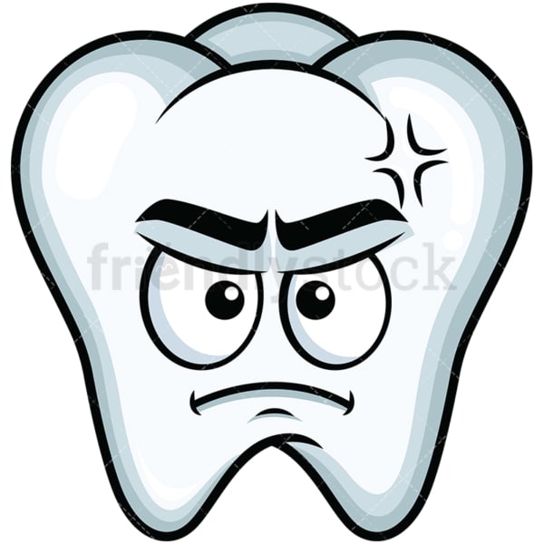 Annoyed tooth emoticon. PNG - JPG and vector EPS file formats (infinitely scalable). Image isolated on transparent background.