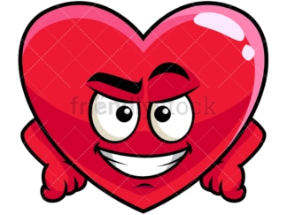 Cunning evil face heart emoticon. PNG - JPG and vector EPS file formats (infinitely scalable). Image isolated on transparent background.