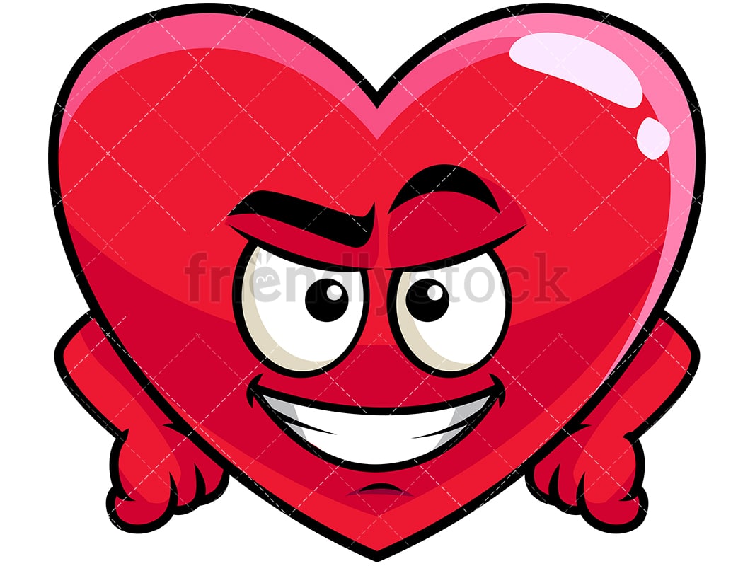 Cunning Evil Face Heart Emoji Cartoon Vector Clipart - FriendlyStock