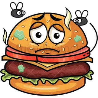 Stinky hamburger going bad emoticon. PNG - JPG and vector EPS file formats (infinitely scalable). Image isolated on transparent background.