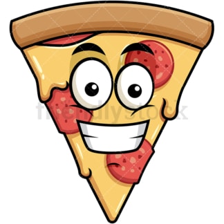Grinning pizza emoticon. PNG - JPG and vector EPS file formats (infinitely scalable). Image isolated on transparent background.