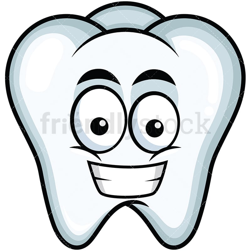 Grinning tooth emoticon. PNG - JPG and vector EPS file formats (infinitely scalable). Image isolated on transparent background.