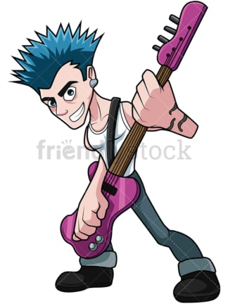 Punk rocker guitar player. PNG - JPG and vector EPS file formats (infinitely scalable). Image isolated on transparent background.