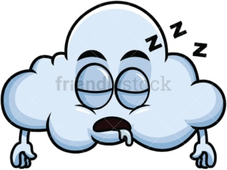 Sleeping cloud emoticon. PNG - JPG and vector EPS file formats (infinitely scalable). Image isolated on transparent background.