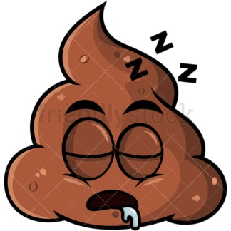 Sleeping poop emoticon. PNG - JPG and vector EPS file formats (infinitely scalable). Image isolated on transparent background.