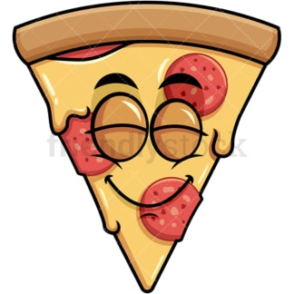 Delighted pizza emoticon. PNG - JPG and vector EPS file formats (infinitely scalable). Image isolated on transparent background.