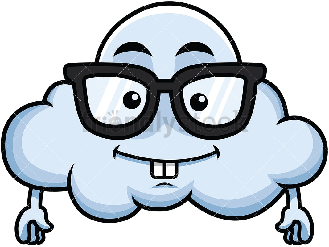 Nerdy cloud emoticon. PNG - JPG and vector EPS file formats (infinitely scalable). Image isolated on transparent background.