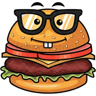 Nerdy hamburger emoticon. PNG - JPG and vector EPS file formats (infinitely scalable). Image isolated on transparent background.