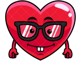 Nerdy heart emoticon. PNG - JPG and vector EPS file formats (infinitely scalable). Image isolated on transparent background.